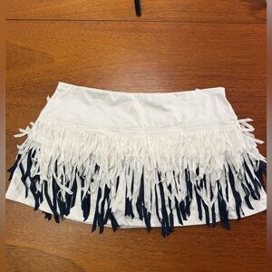 Lucky in Love White and Navy Fringe Tennis Skirt